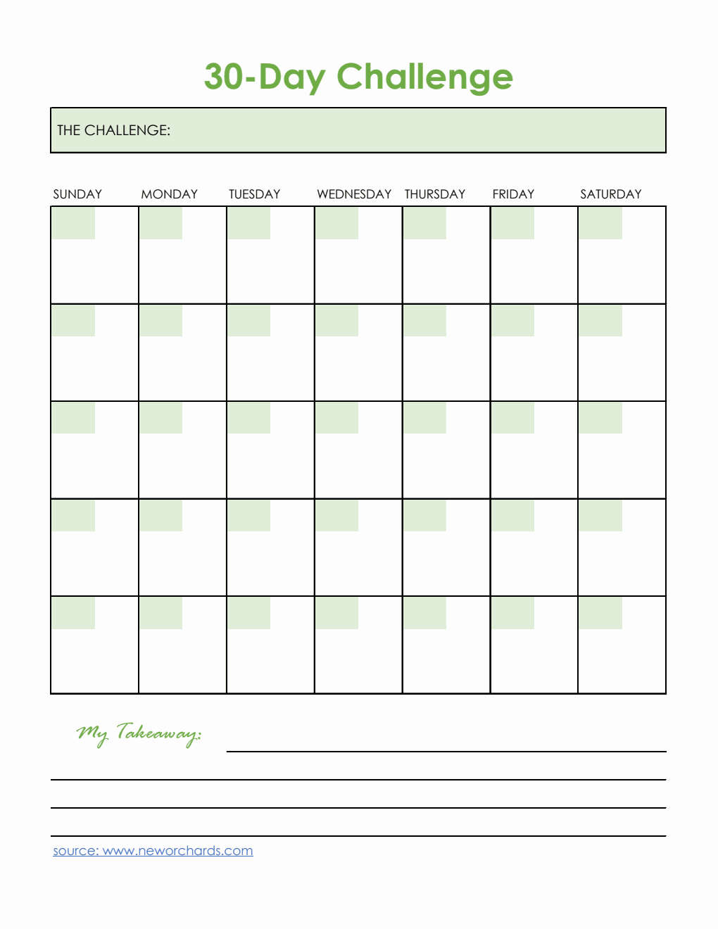  30-Day Challenge Template Excel