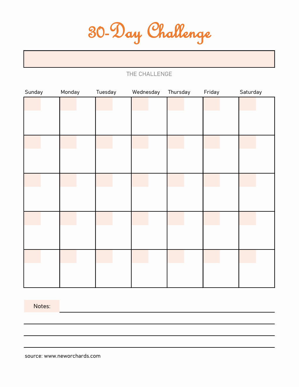 Customizable 30-Day Challenge Template Excel
