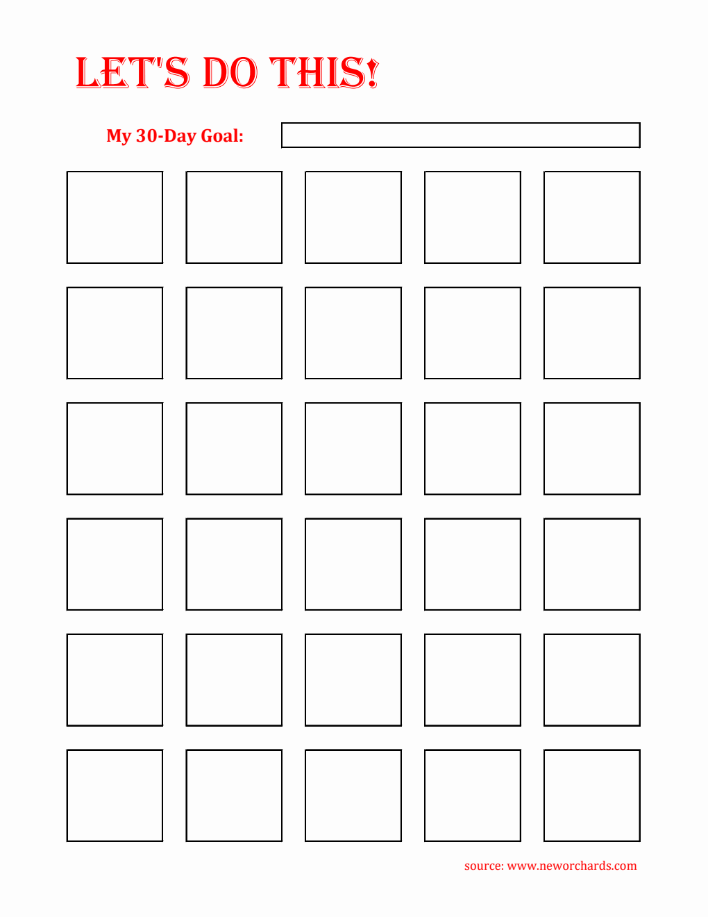 30-Day Habit Tracker Printable in Excel Format