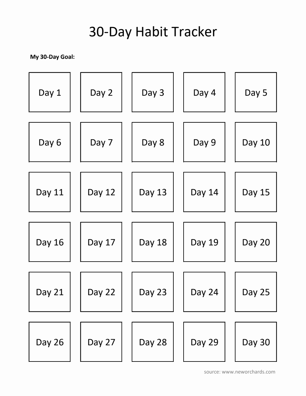 30-Day Habit Tracker  in Excel Format