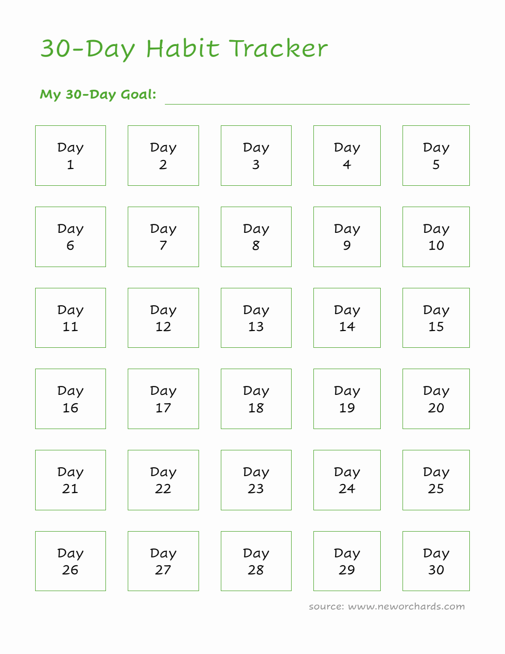 30-Day Habit Tracker Customizable in PDF Format