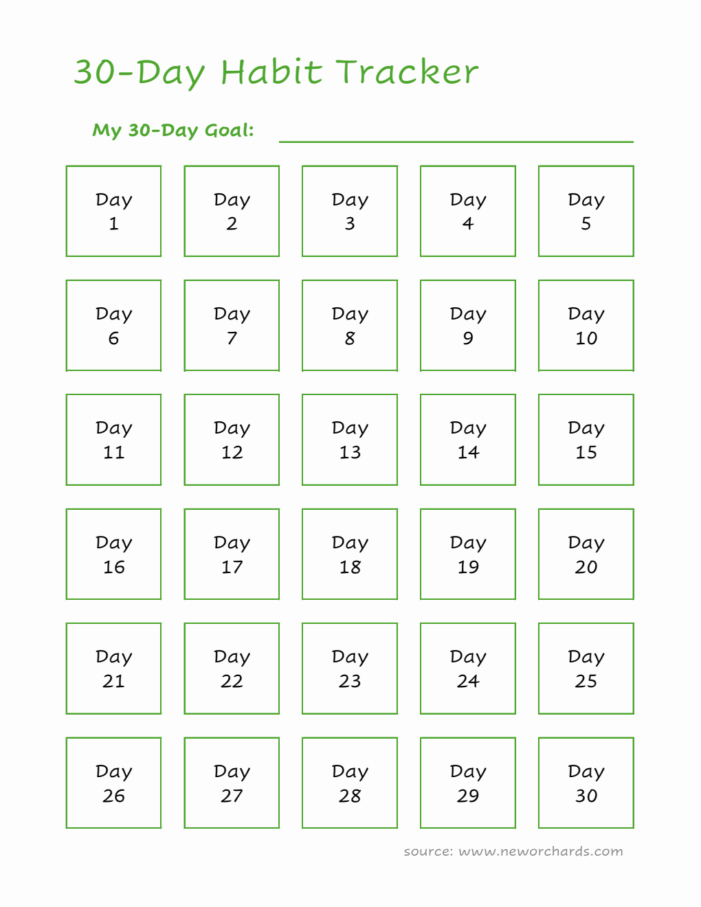 30-Day Habit Tracker Customizable in Excel Format