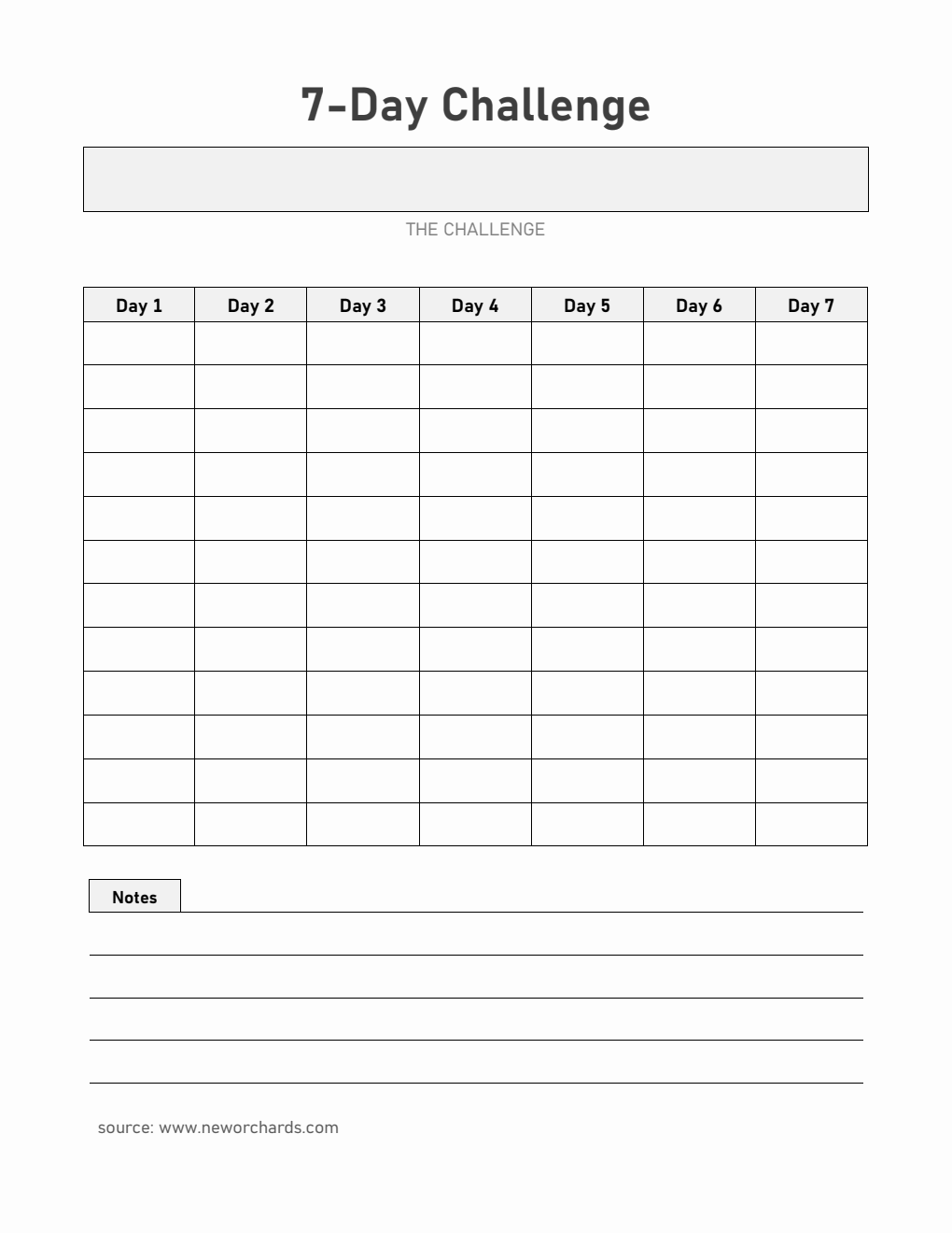 Printable 7-Day Challenge Template | Free to Download in PDF