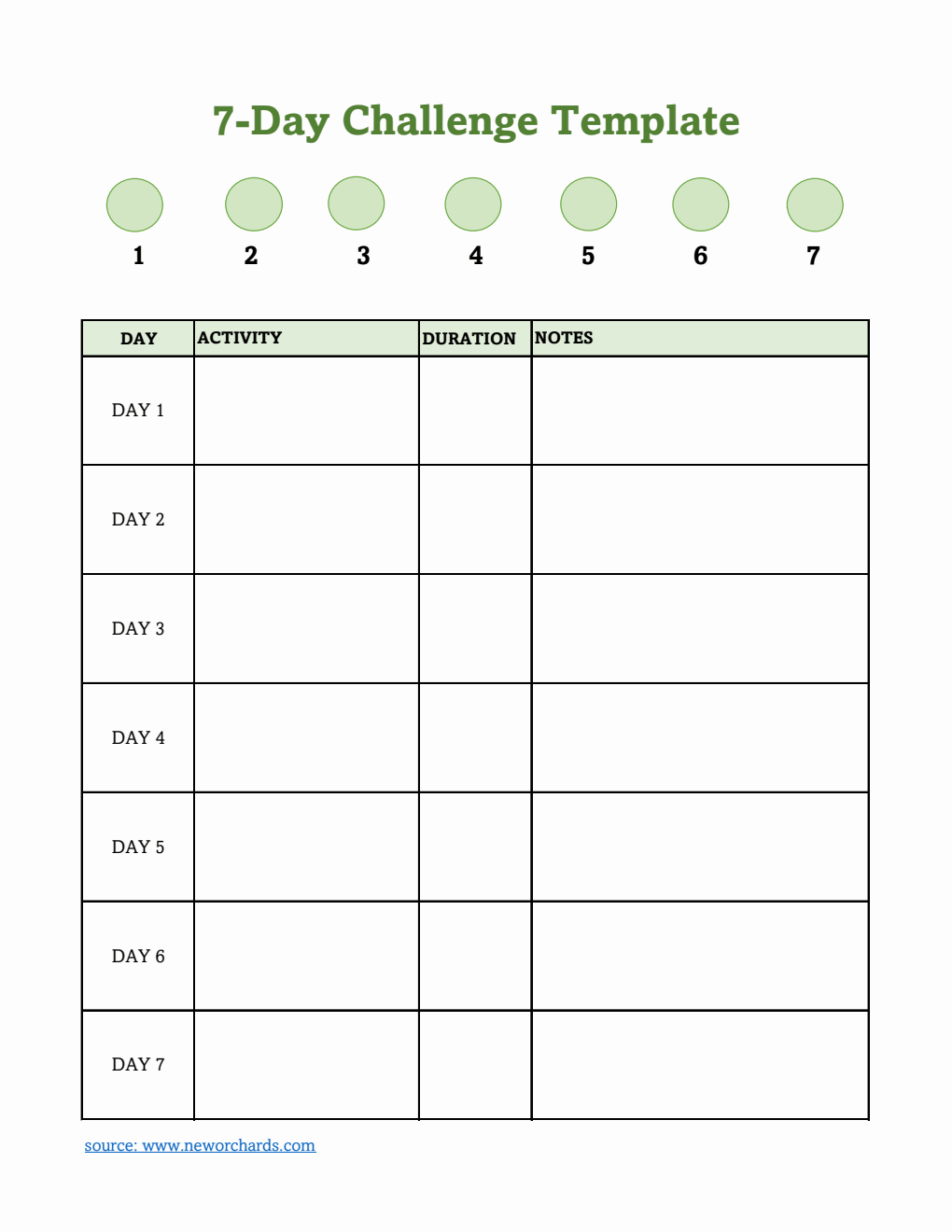 Customizable 7-Day Self-Care Challenge Template (Excel)