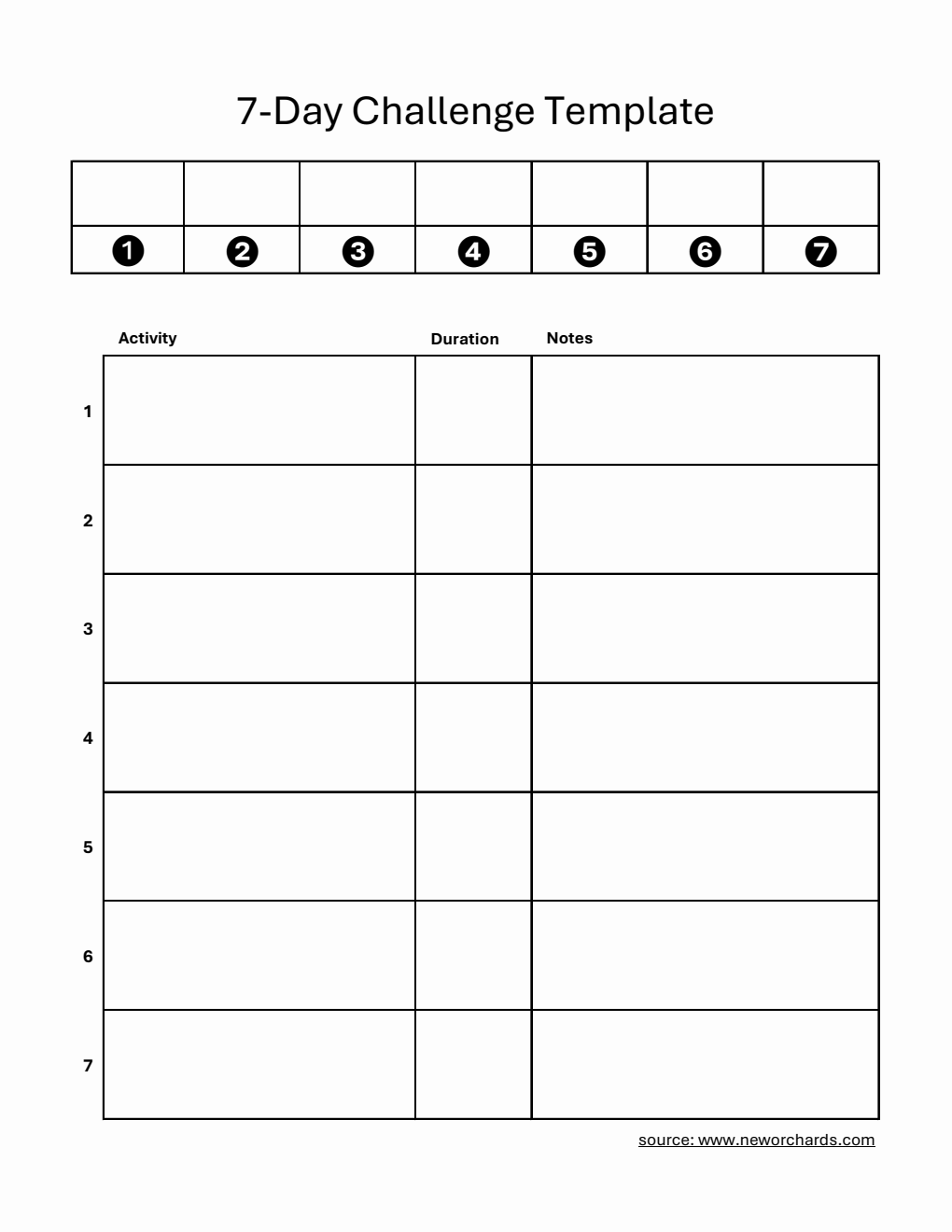Downloadable 7-Day Self-Care Challenge Template (Excel)
