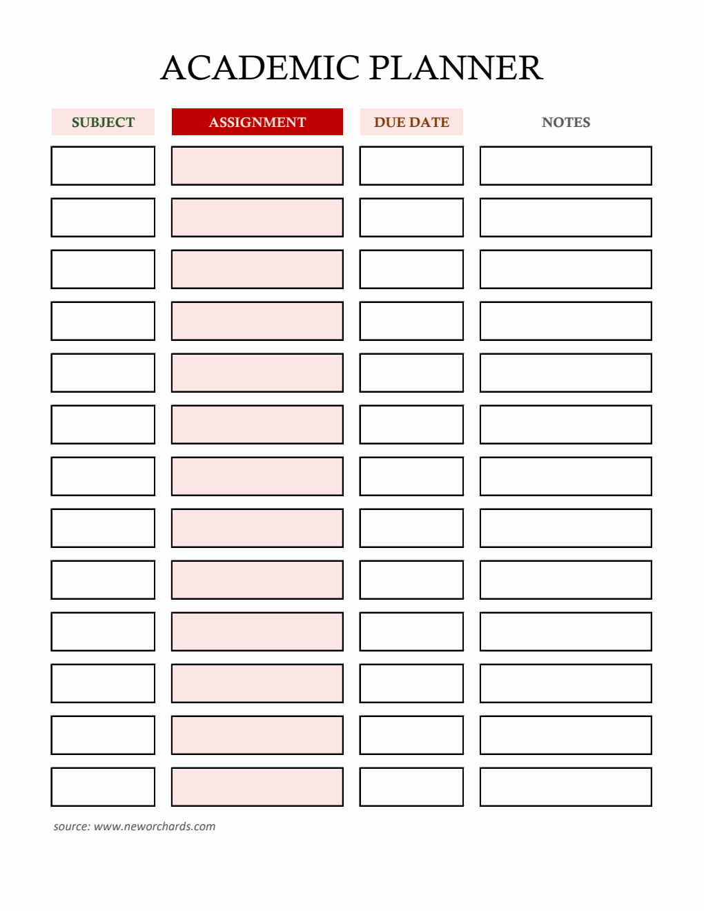 Academic Planner Template - Download and Customize in  Excel