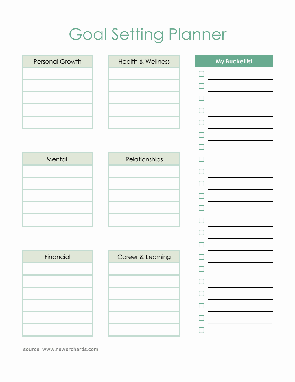 Annual Goal Setting Worksheet Excel (Italicized)