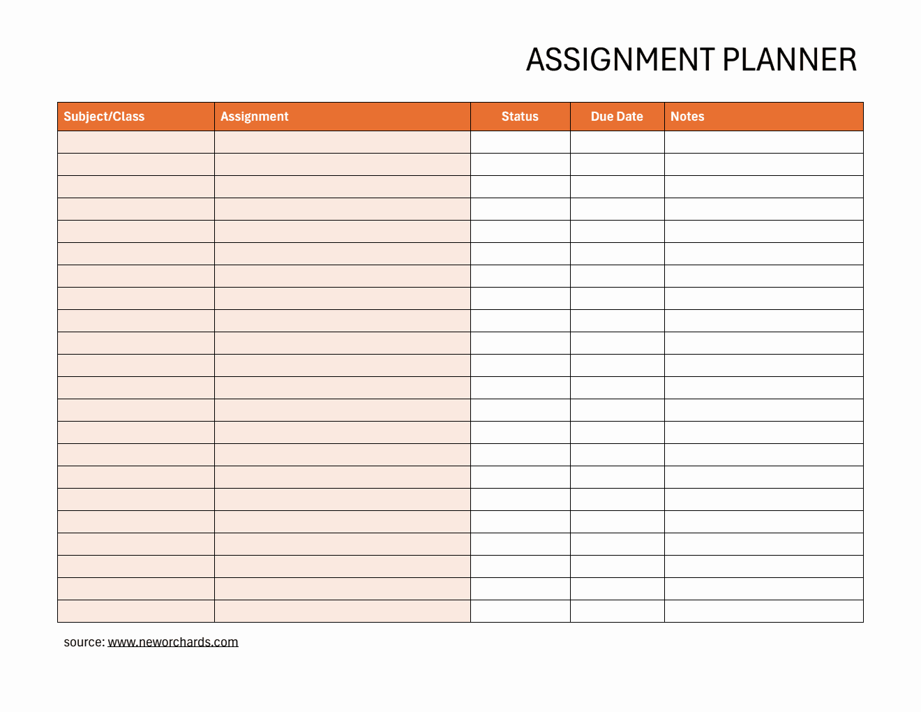 Free  Assignment Tracker (PDF)