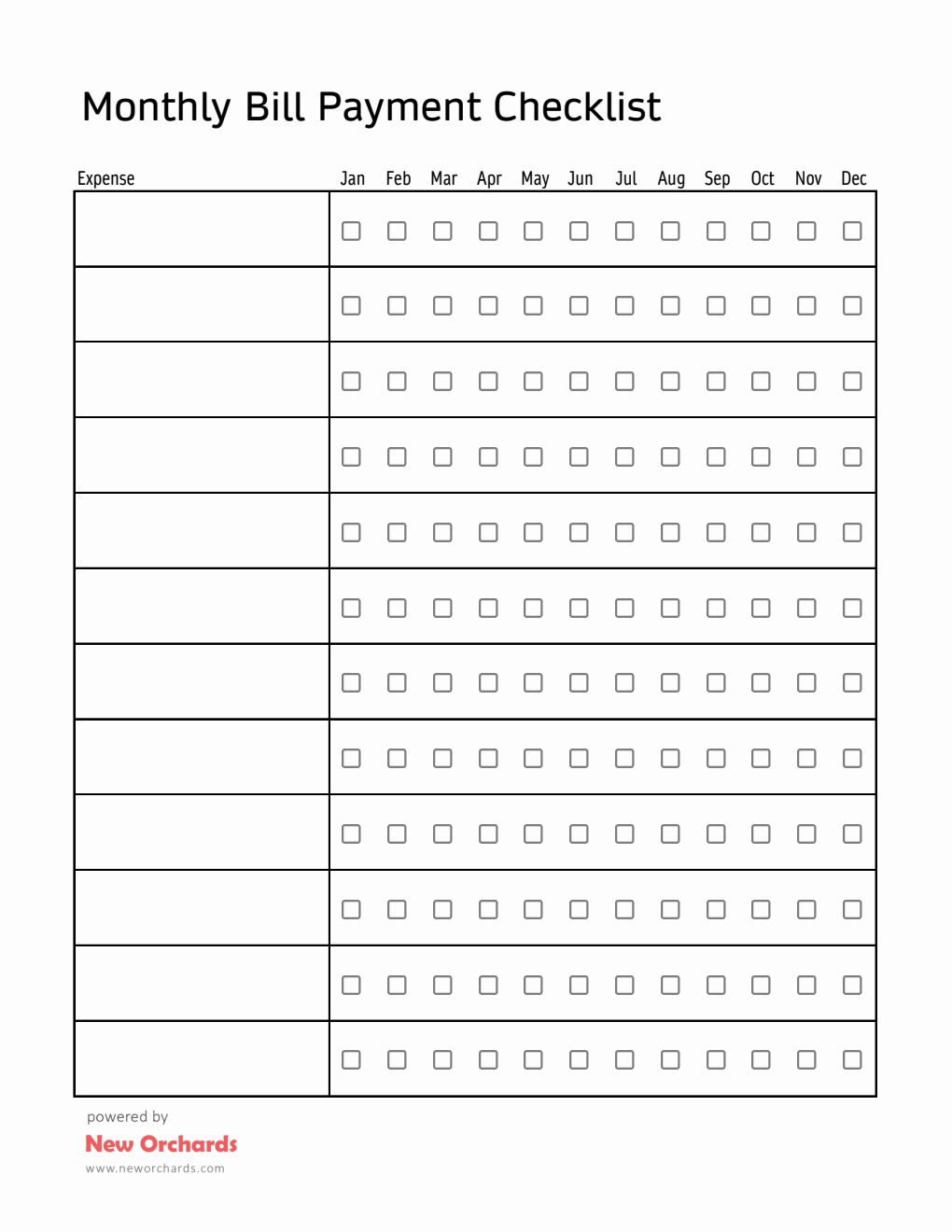 Free Excel Bill Tracking Sheet (Minimalist)