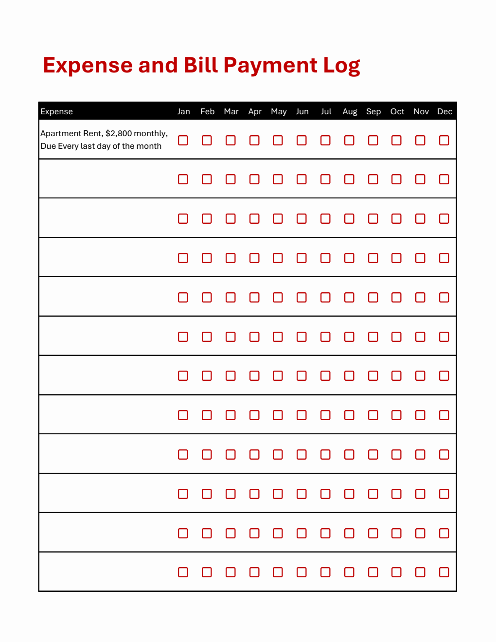 Free Excel Bill Tracking Sheet (Basic)