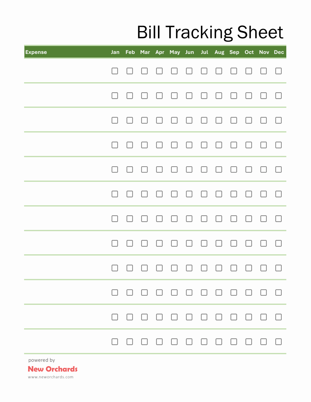 Free Excel Bill Tracking Sheet (Simple)