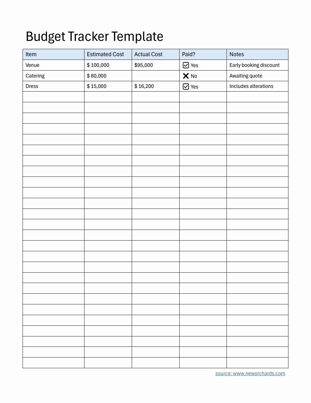  Budget Tracker Template (Word)