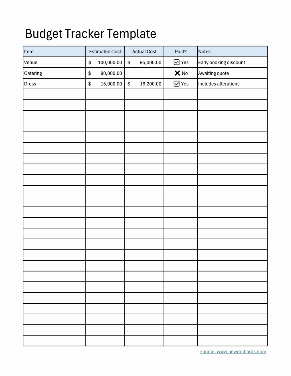  Budget Tracker Template (Excel)