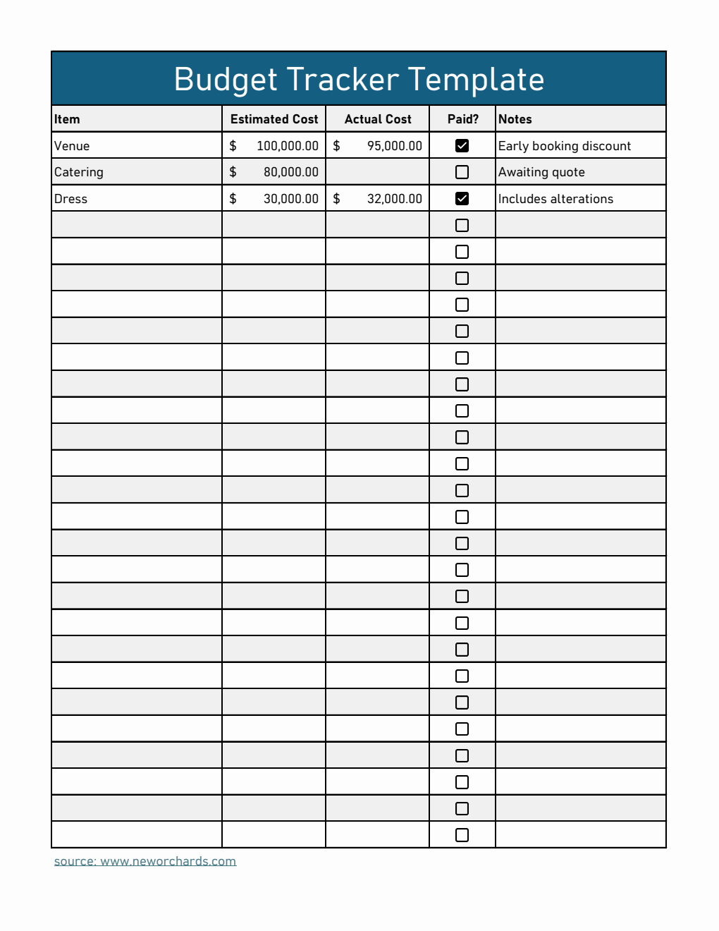 Simple Budget Tracker Template (Excel)