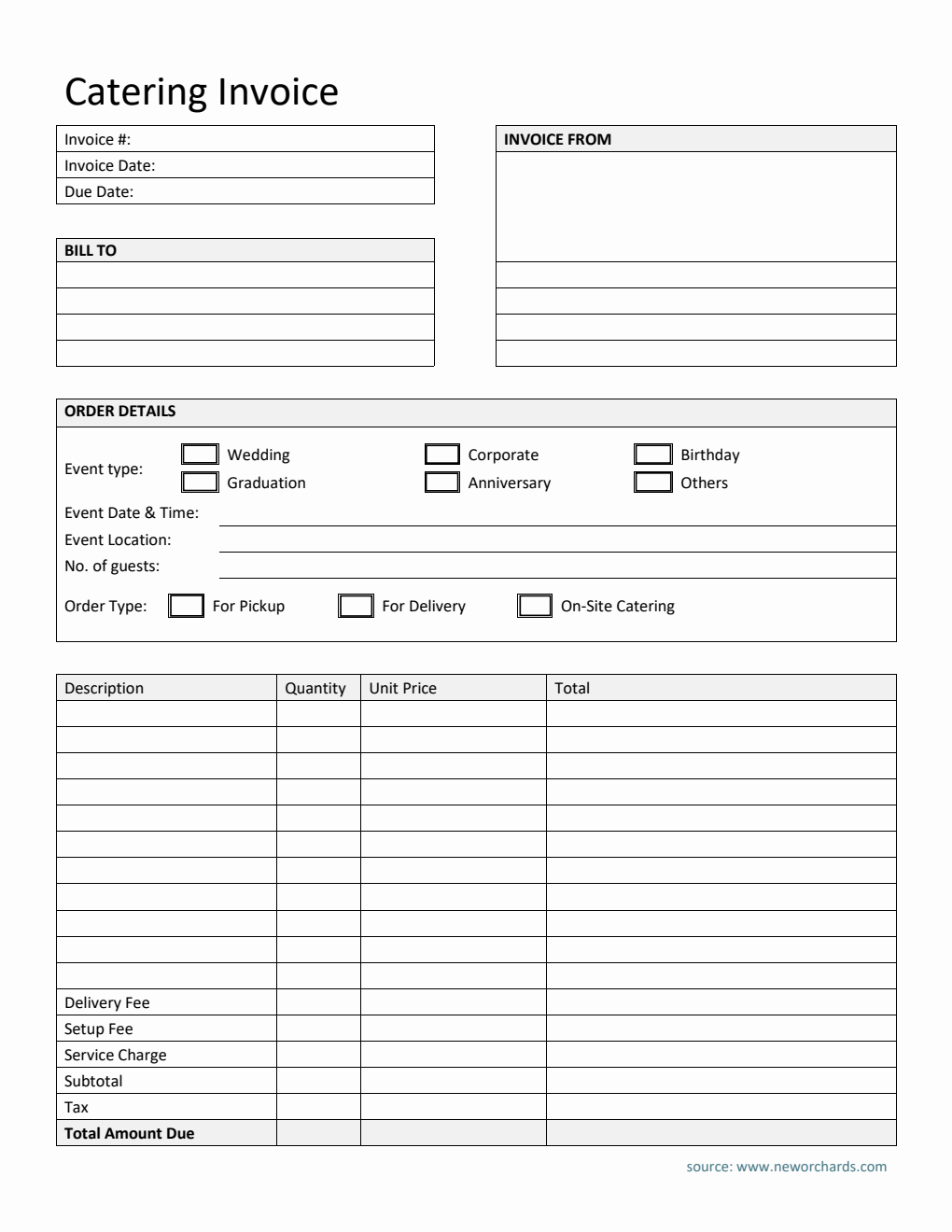 Catering Invoice Template | Free PDF Download