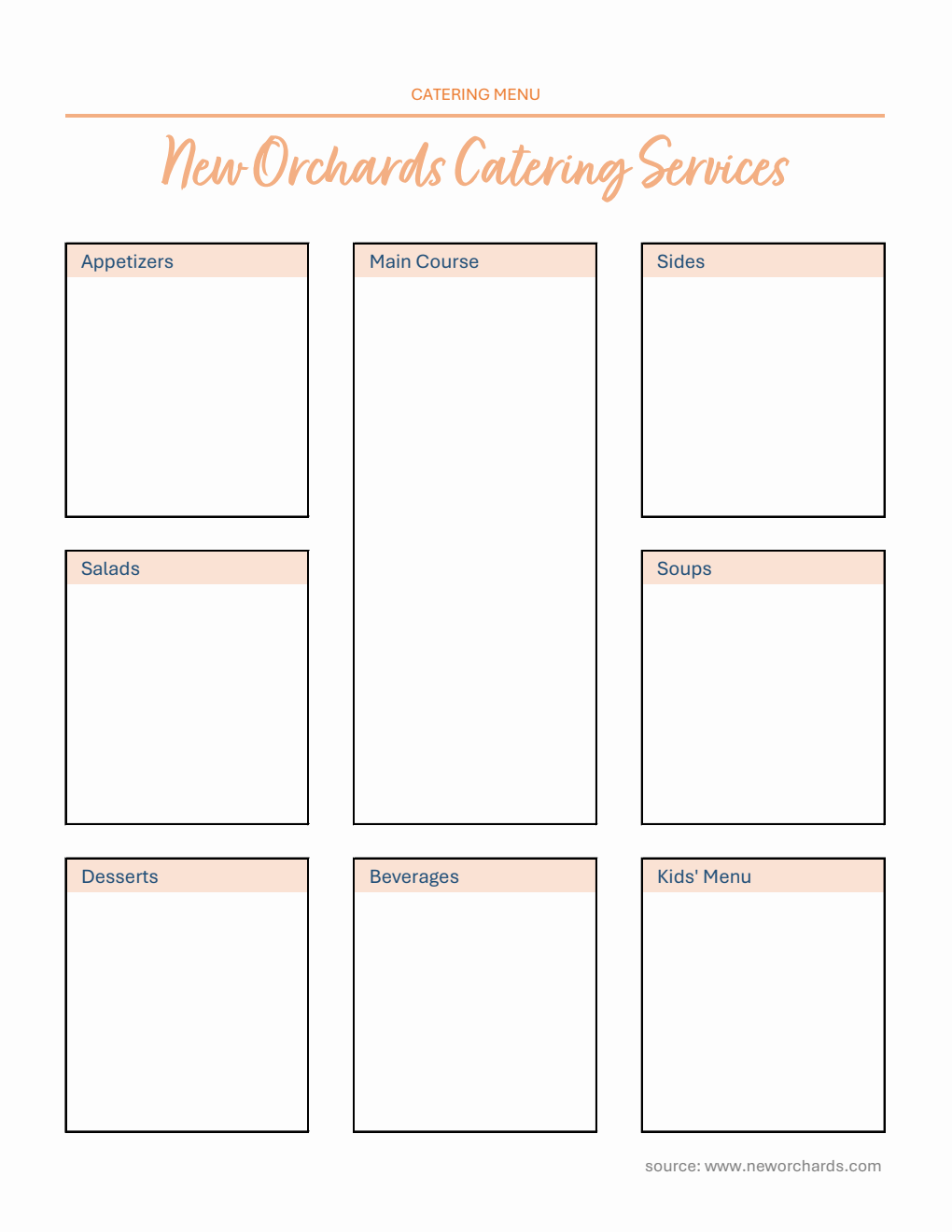 Catering Menu Template - Free to Download in Excel Format