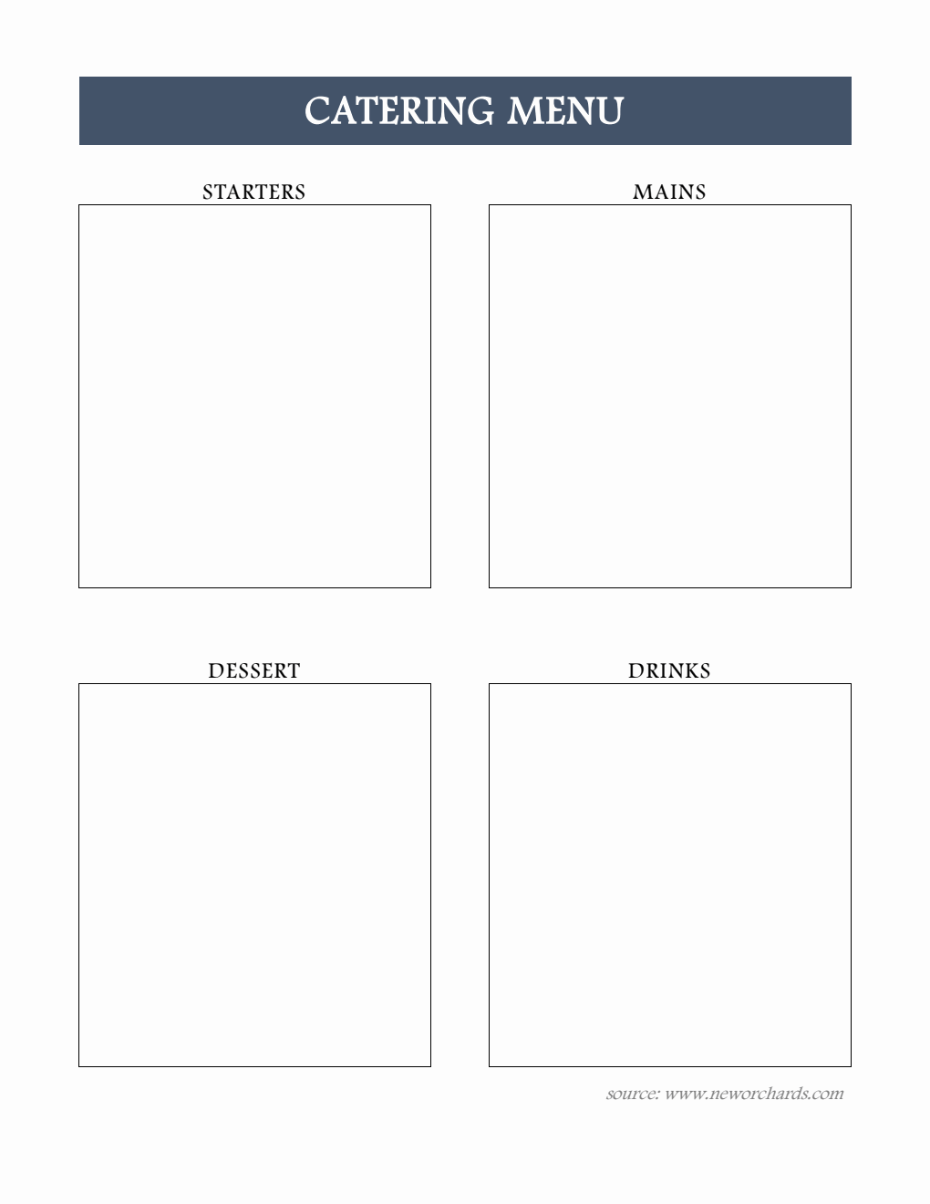 Catering Menu Template - Free to Edit in Word Format