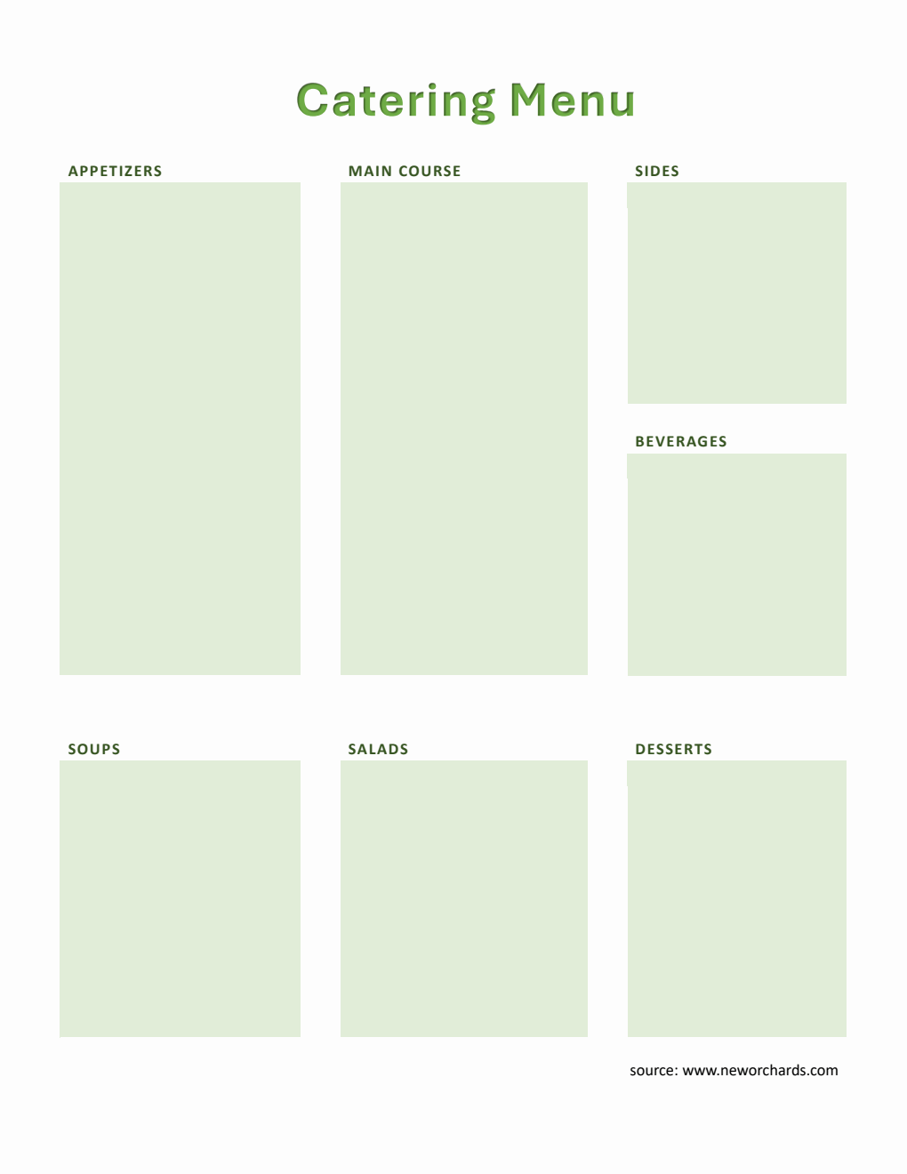 Catering Menu Template - Free to Customize in Word Format