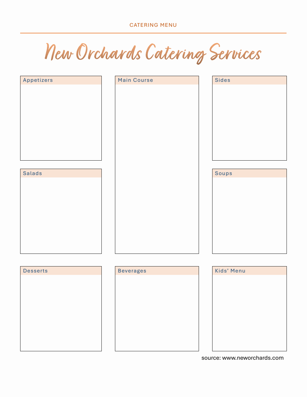 Catering Menu Template - Free to Download in PDF Format