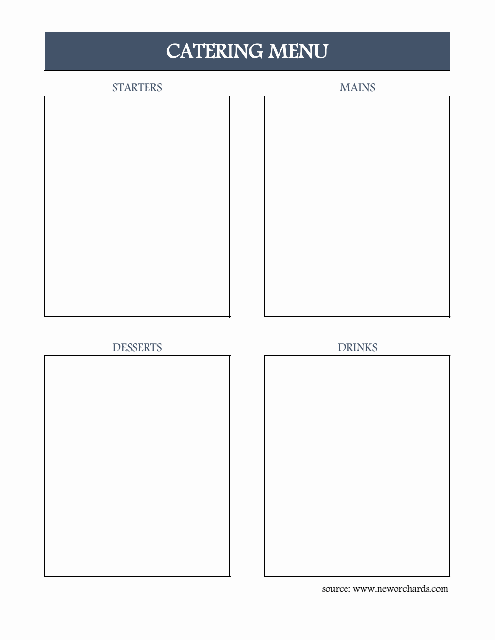 Catering Menu Template - Free to Edit in Excel Format