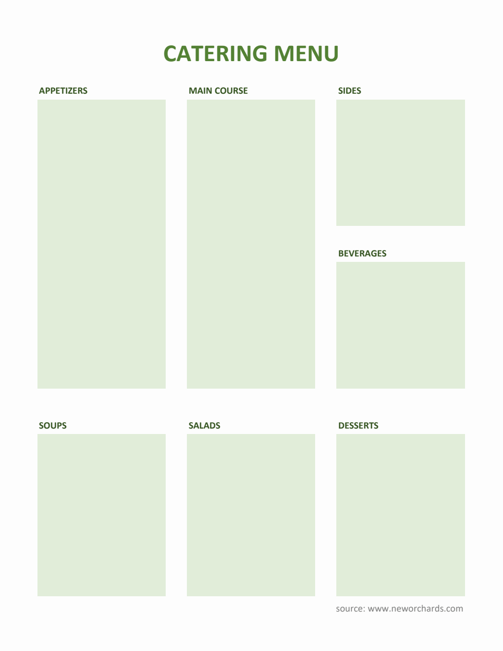 Catering Menu Template - Free to Customize in Excel Format