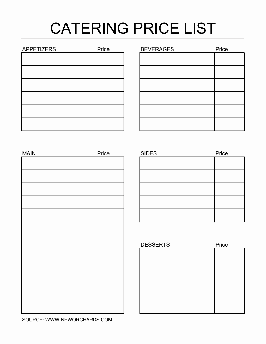  Catering Price Template Excel