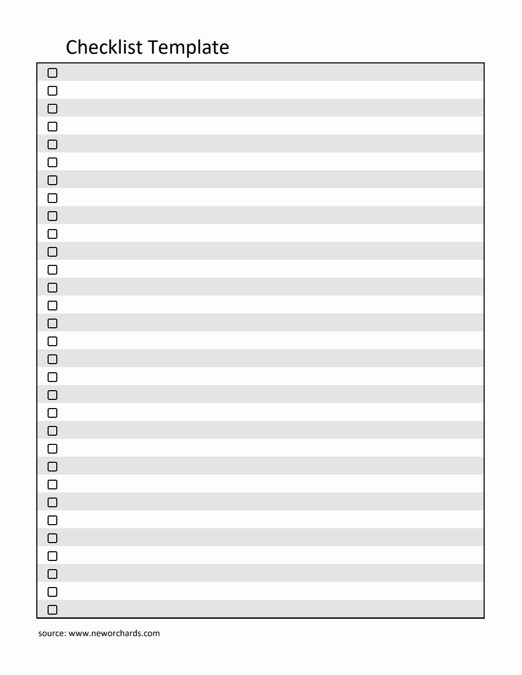 Free Checklist Template in Excel (Editable)