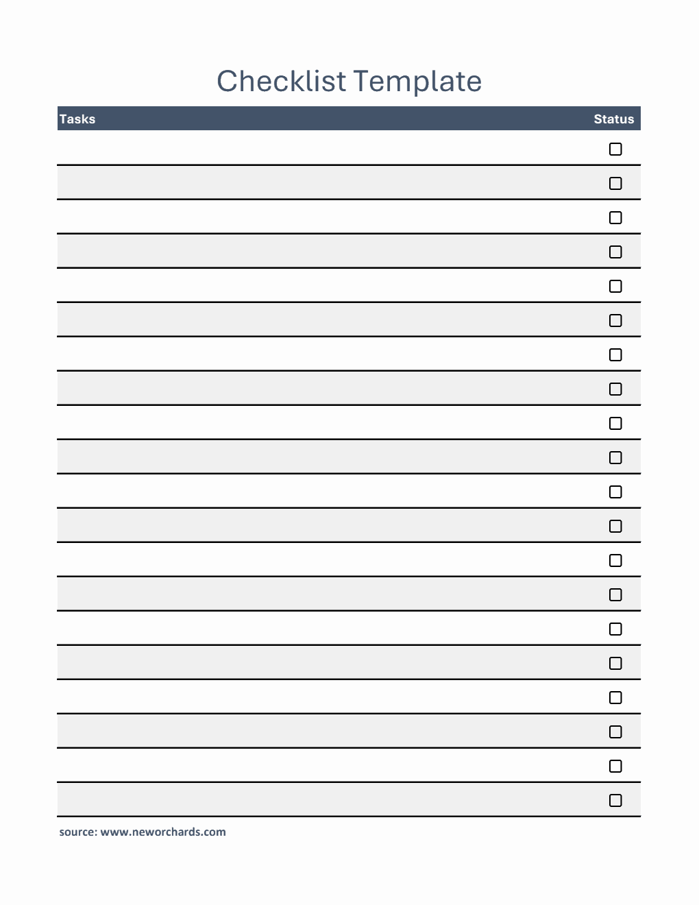 Free Checklist Template in Excel (Striped)