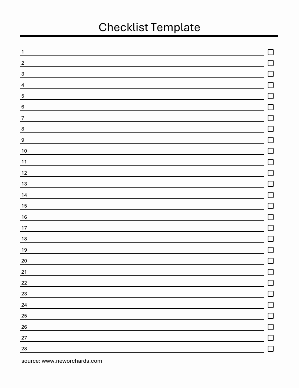 Free Checklist Template in Excel (Downloadable)