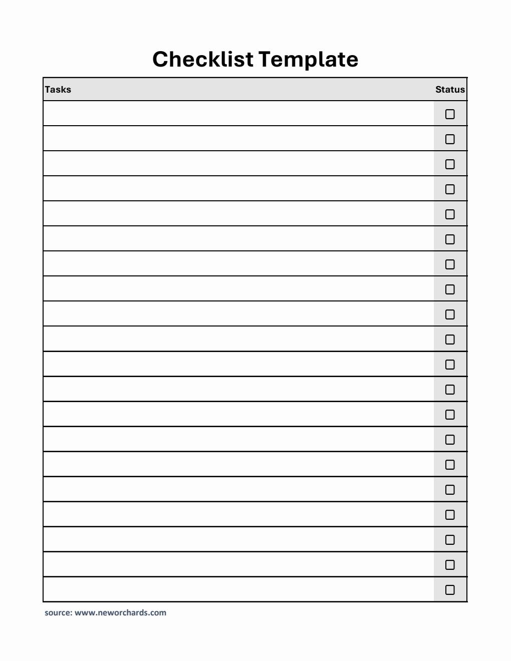 Free Checklist Template in Excel (Simple)