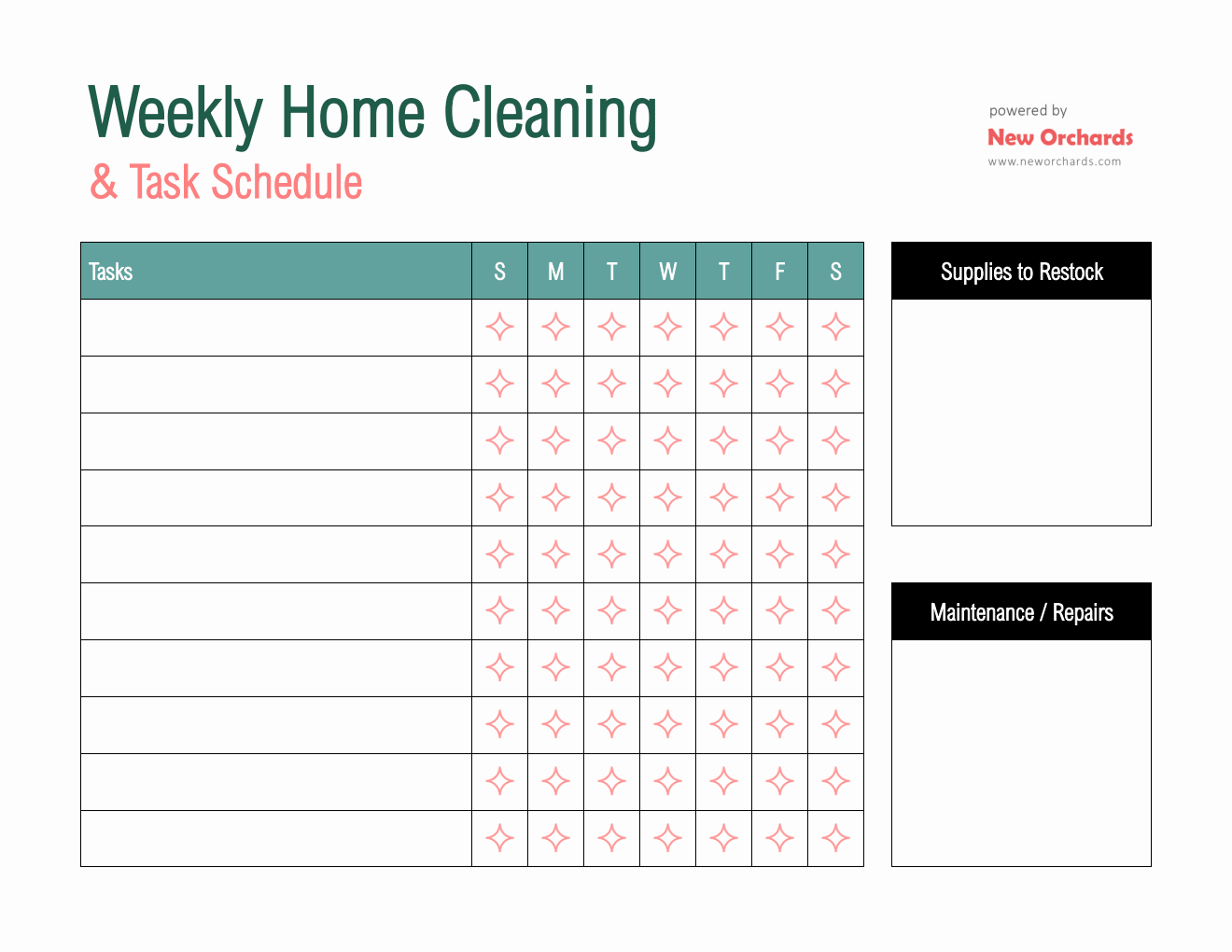 Weekly Home Cleaning And Task Schedule Template (Word)