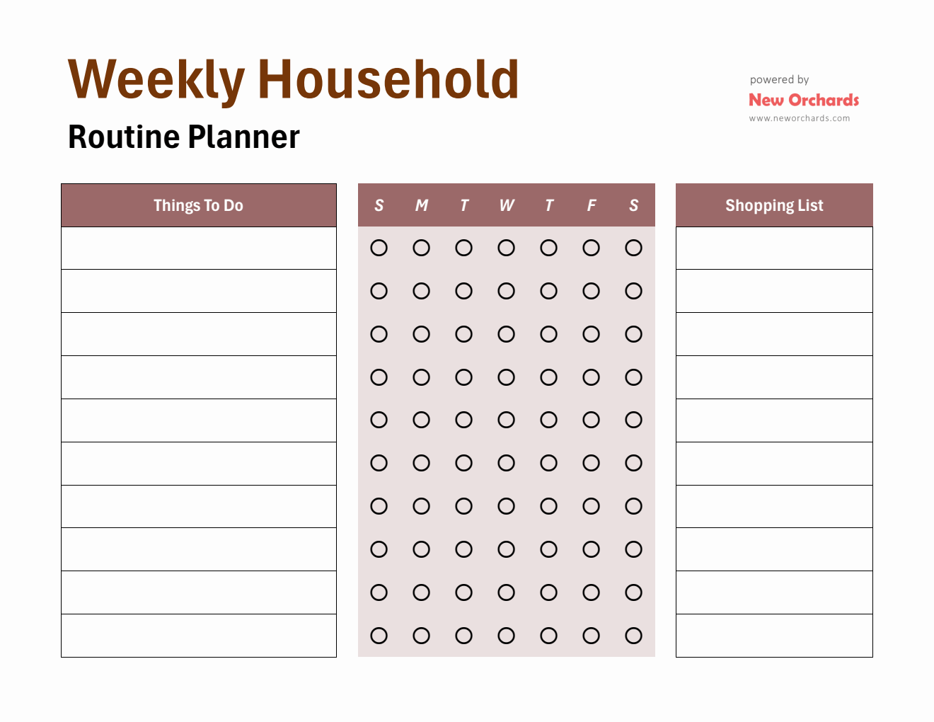 Weekly Household Routine Planner Template (PDF)