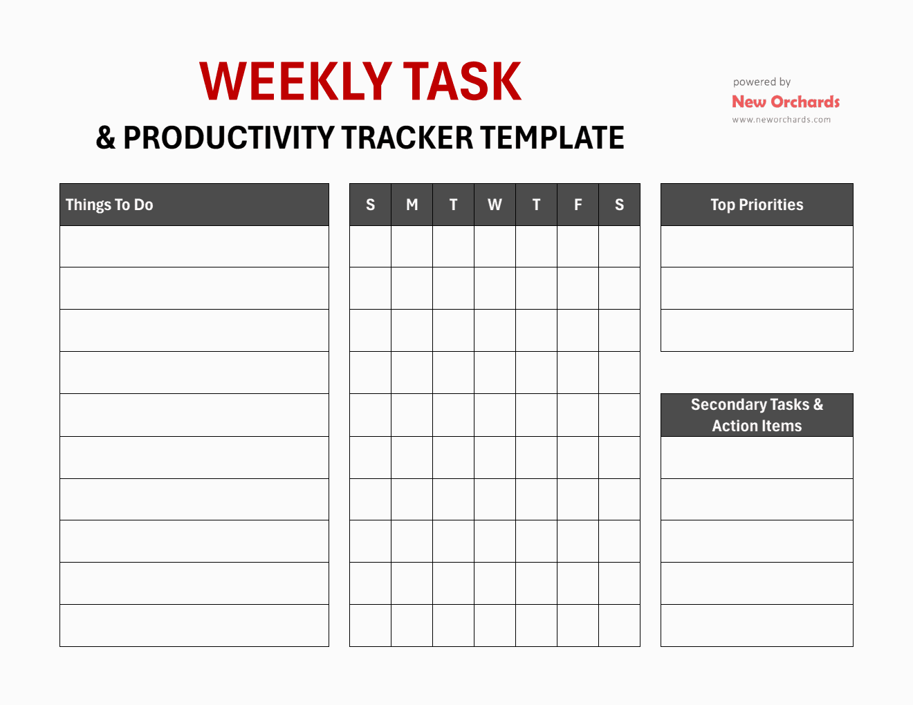 Weekly Task And Productivity Tracker Template (Word)