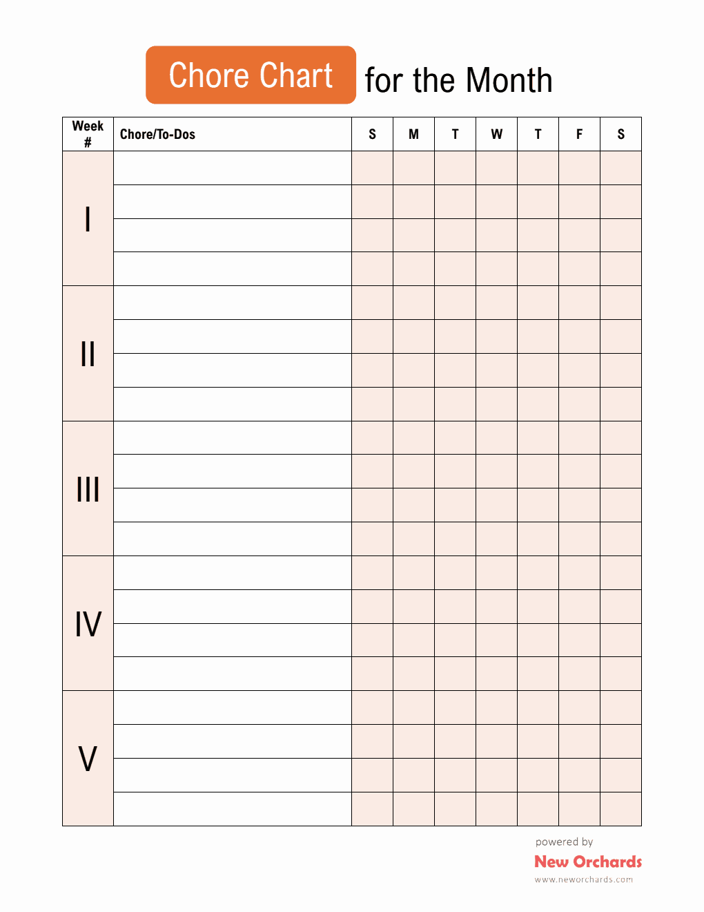 Free Chore Chart Template (Word)