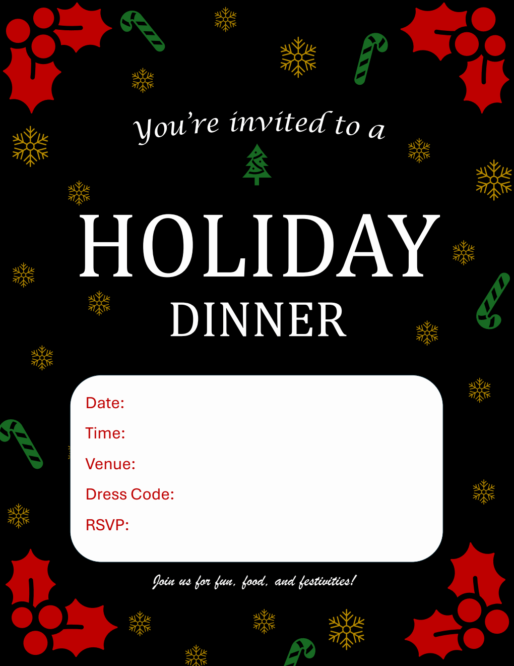 Holiday Party Christmas Invitation Template Word
