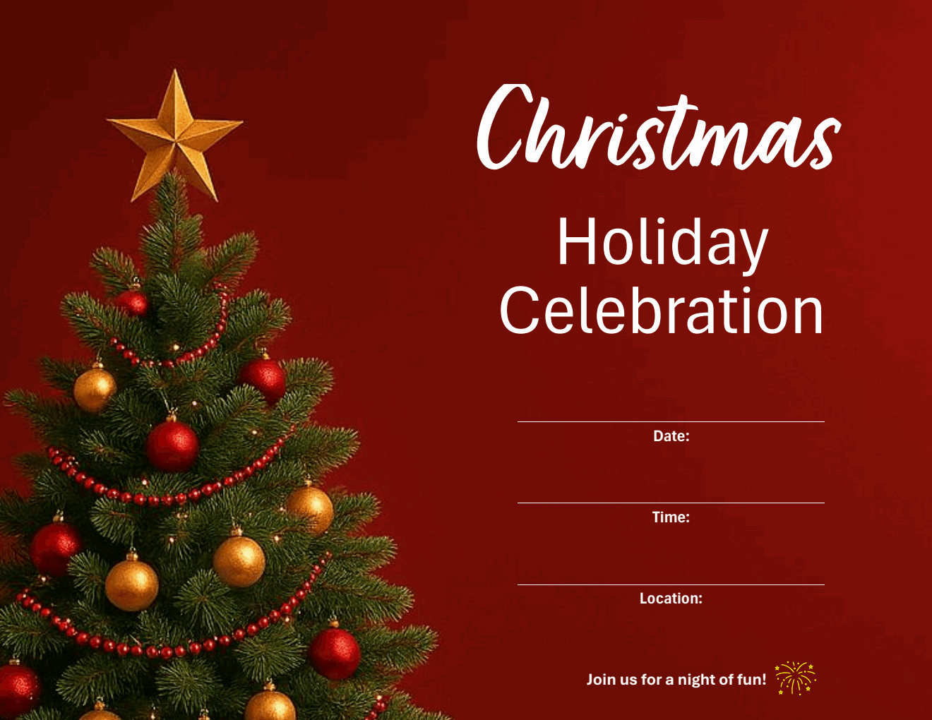 Editable Christmas Invitation Template Word
