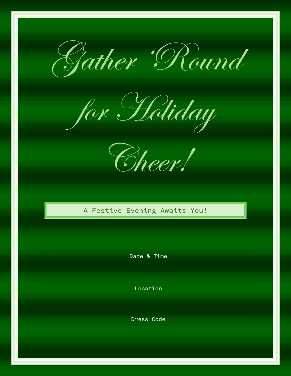Free Christmas Party Invitation Word Template (Jingle Green)
