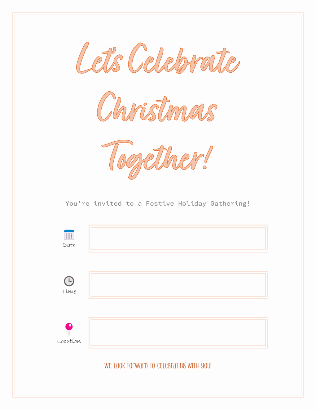 Free Christmas Party Invitation Word Template (Peach Noel)
