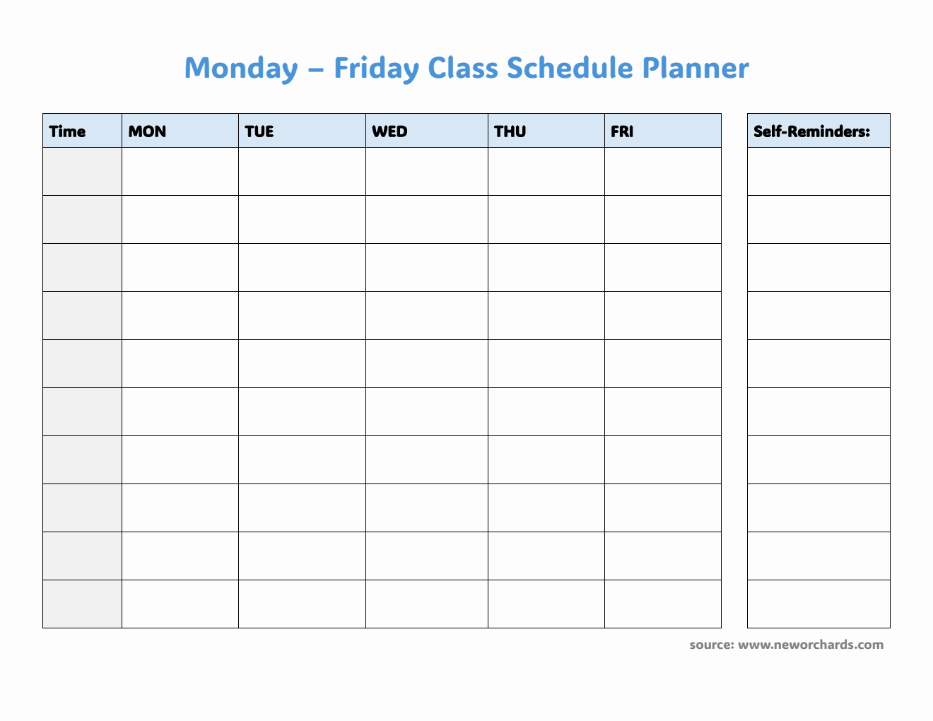  Class Schedule Template (Monday-Friday) | Free Word Download