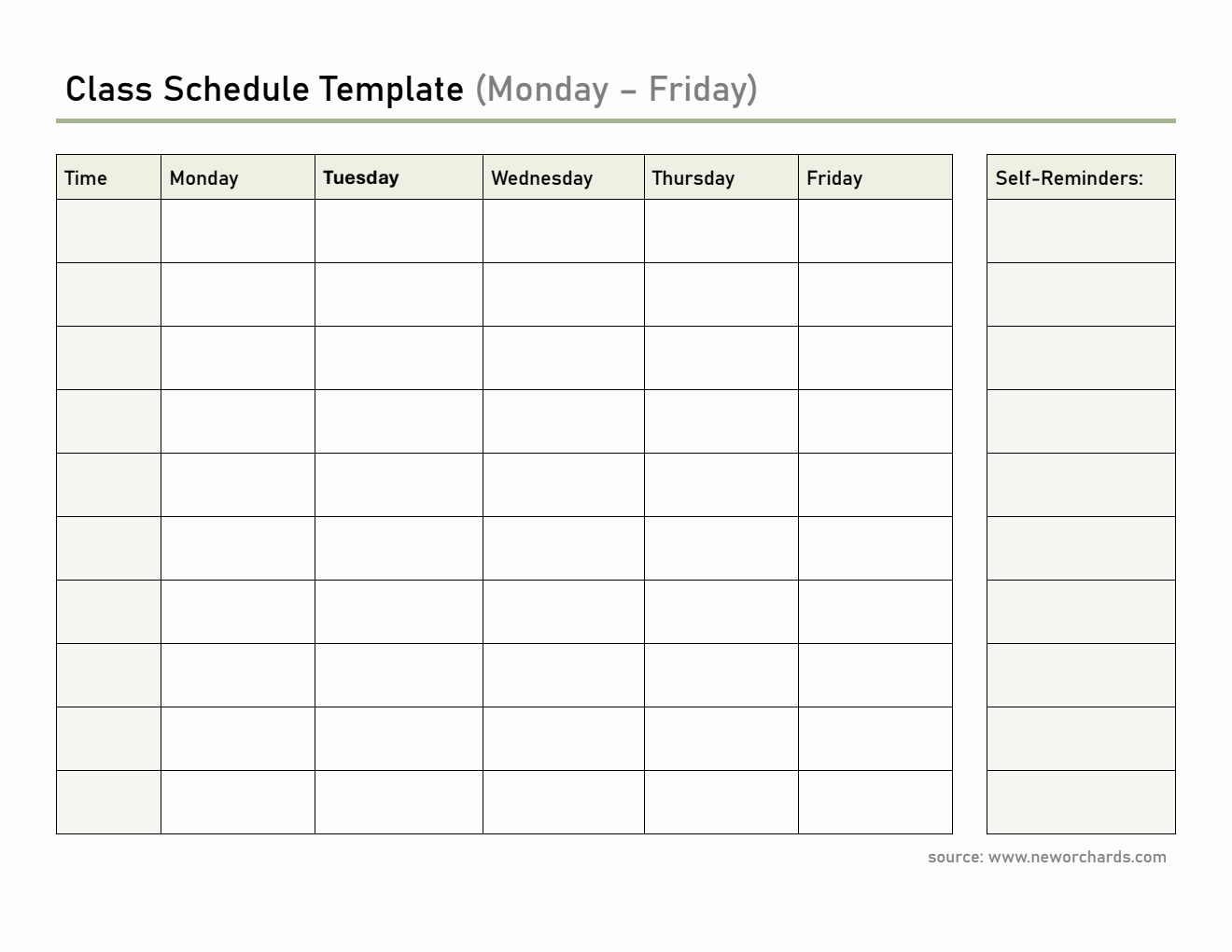 Printable Class Schedule Template (Monday-Friday) | Free PDF Download
