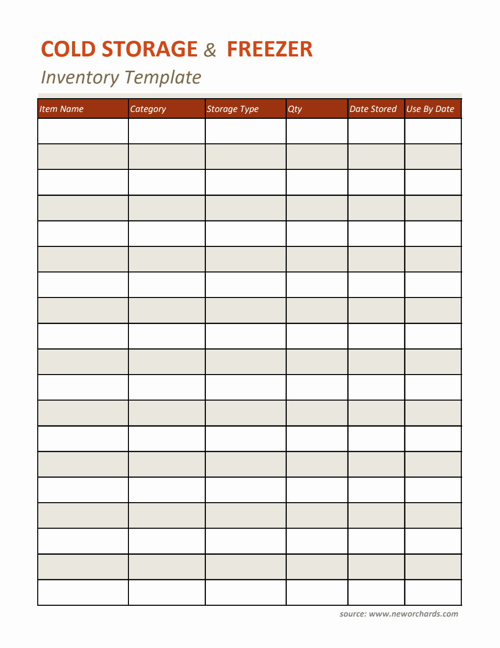 Red Cold Storage & Freezer Inventory Template | Free Excel Download