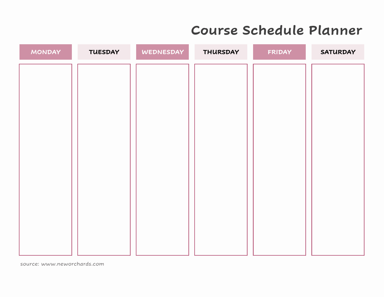 Course Schedule Planner Customizable in Excel