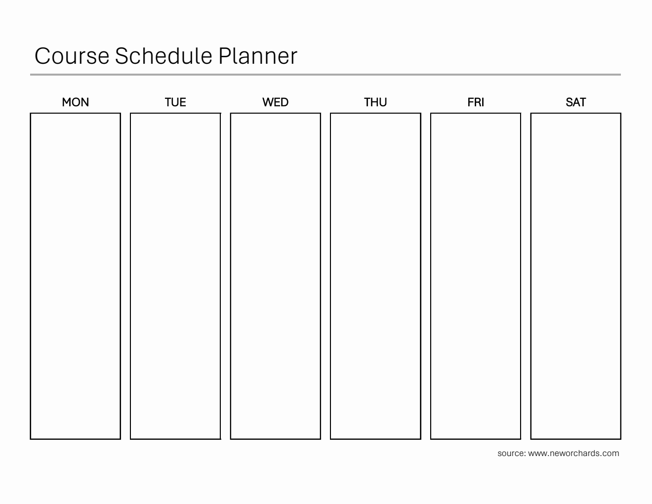 Course Schedule Planner Printable in Excel