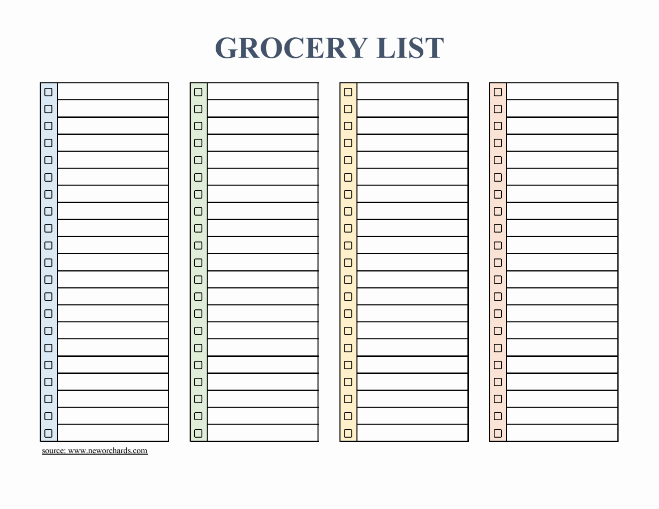 Customizable Grocery List Template | Free Download in Excel