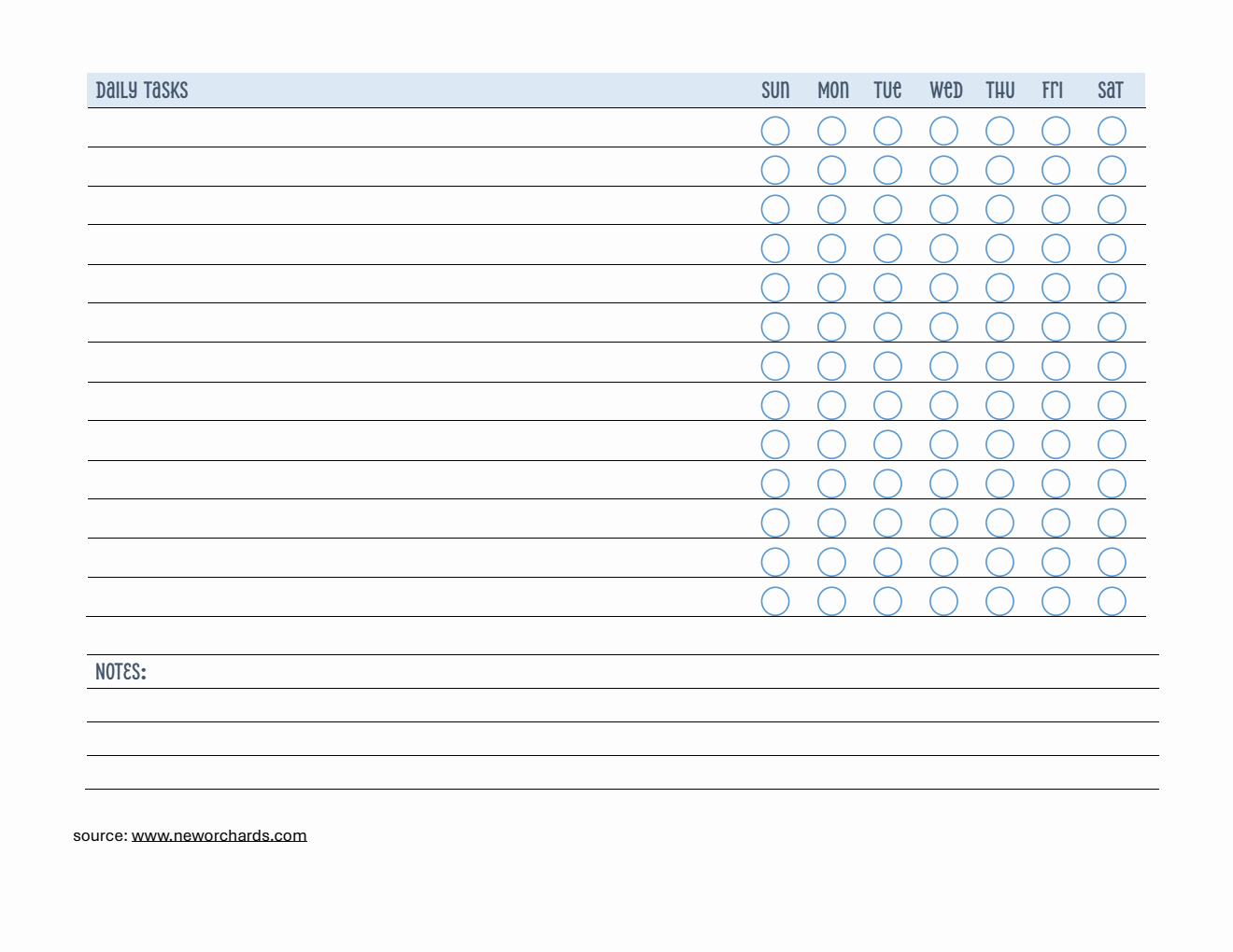 Free  Daily Checklist Template PDF