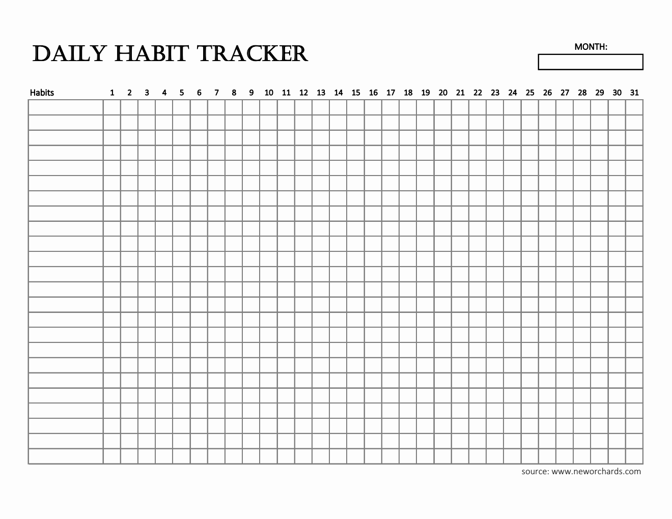 Printable Daily Habit Tracker for Everyday Use (Excel)