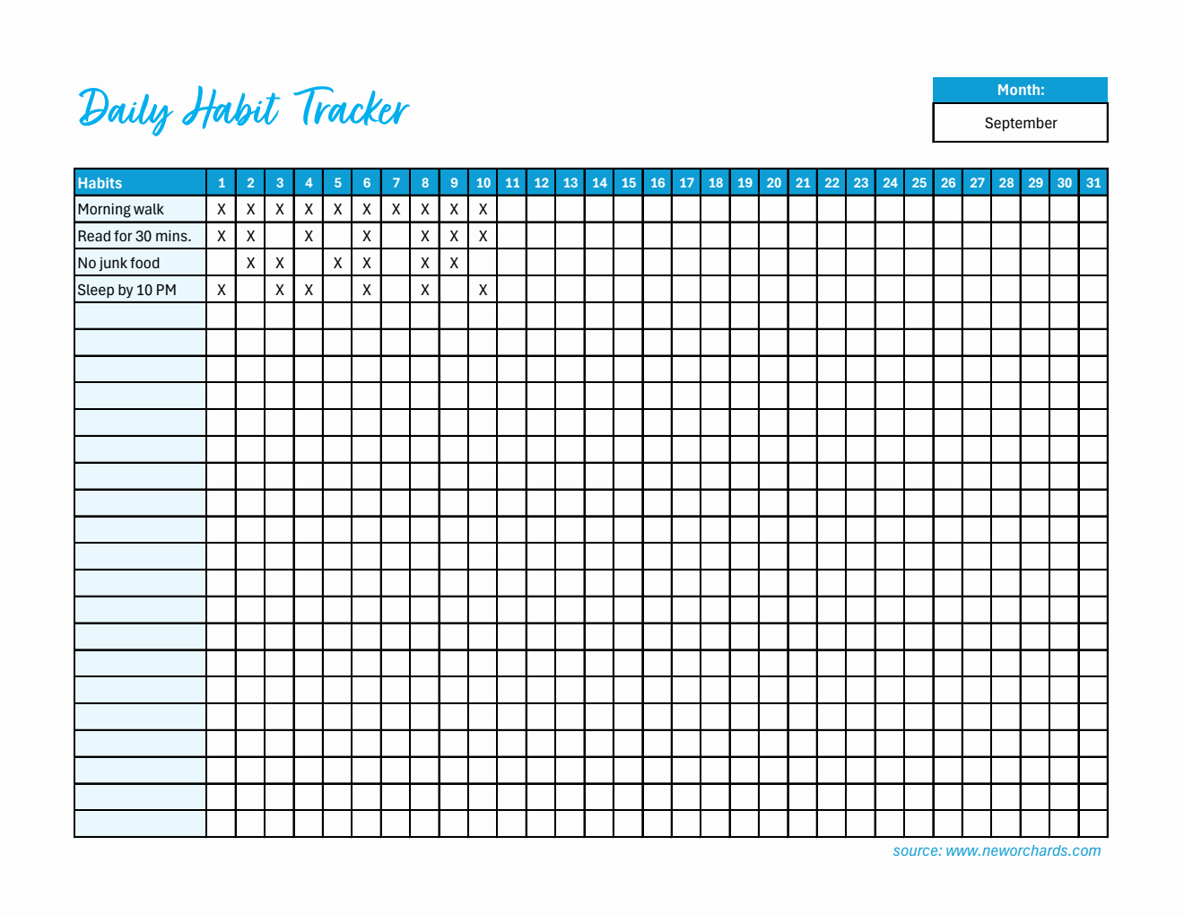  Daily Habit Tracker for Everyday Use (Excel)