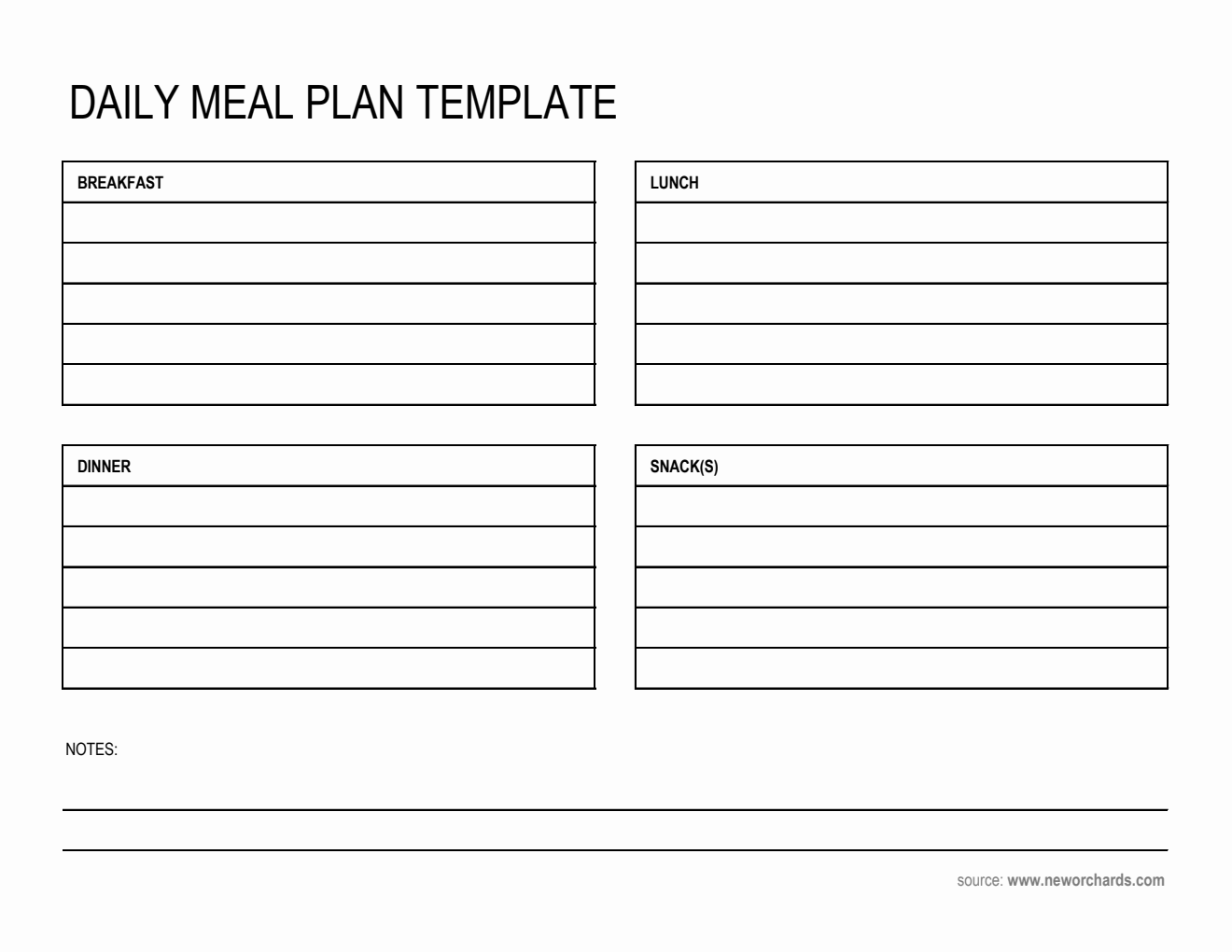 Free Printable Daily Meal Plan Template in Excel