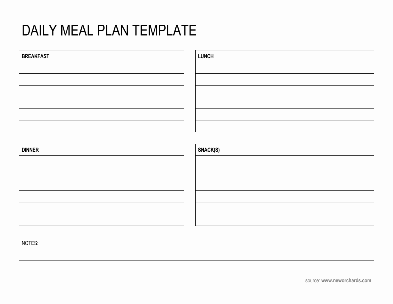 Free Printable Daily Meal Plan Template in Word