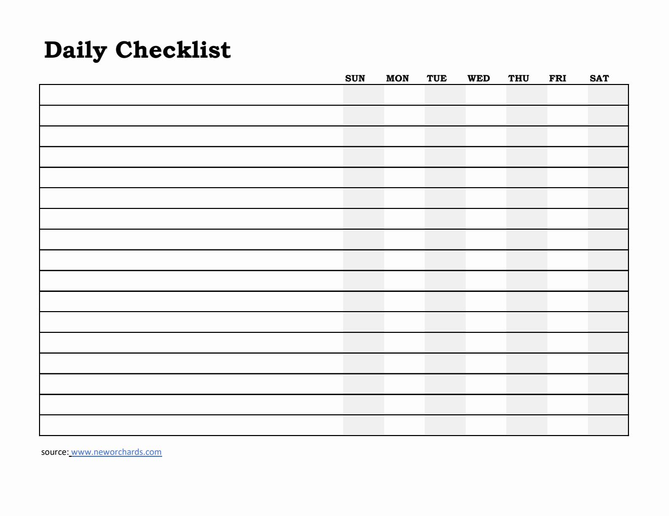 Free Daily Planner and Checklist Template in Excel  (Simple)